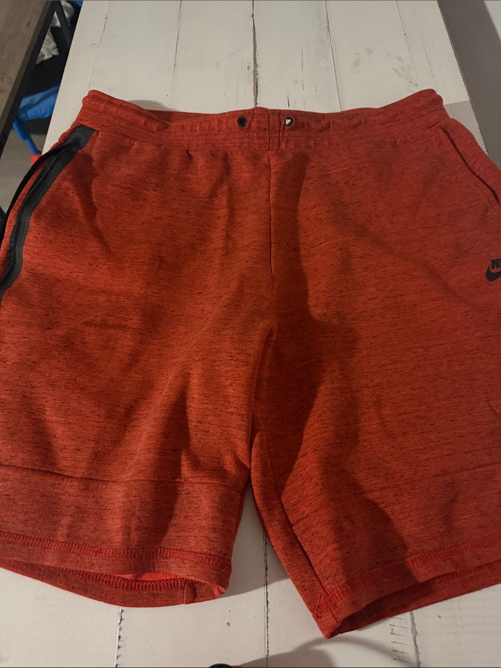 Mens Nike Sportswear Tech Fleece Shorts Orange 628984-891 Missing Drawstring